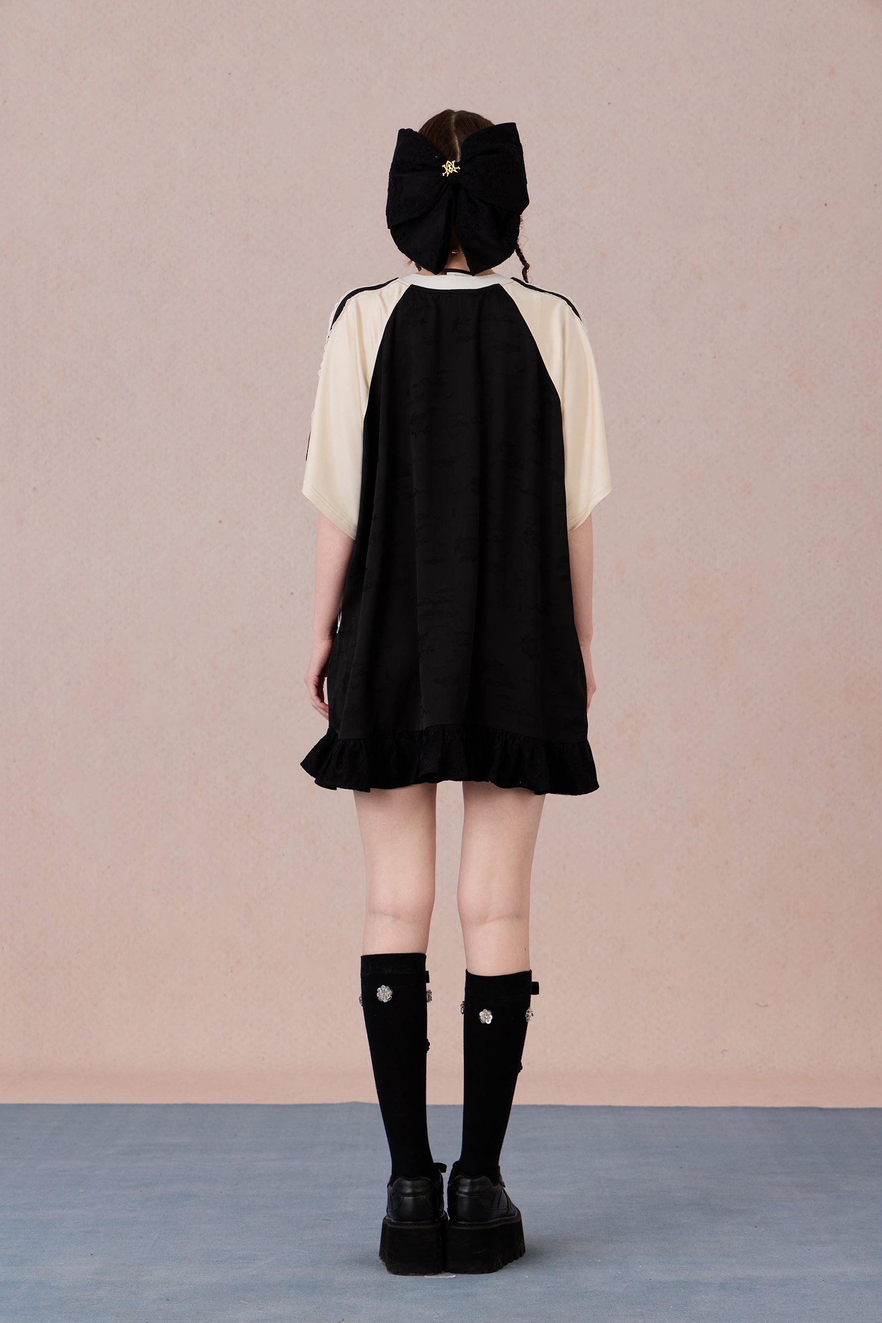 Summer sporty-style lace dress with flowing ruffle hem and halter neckline
