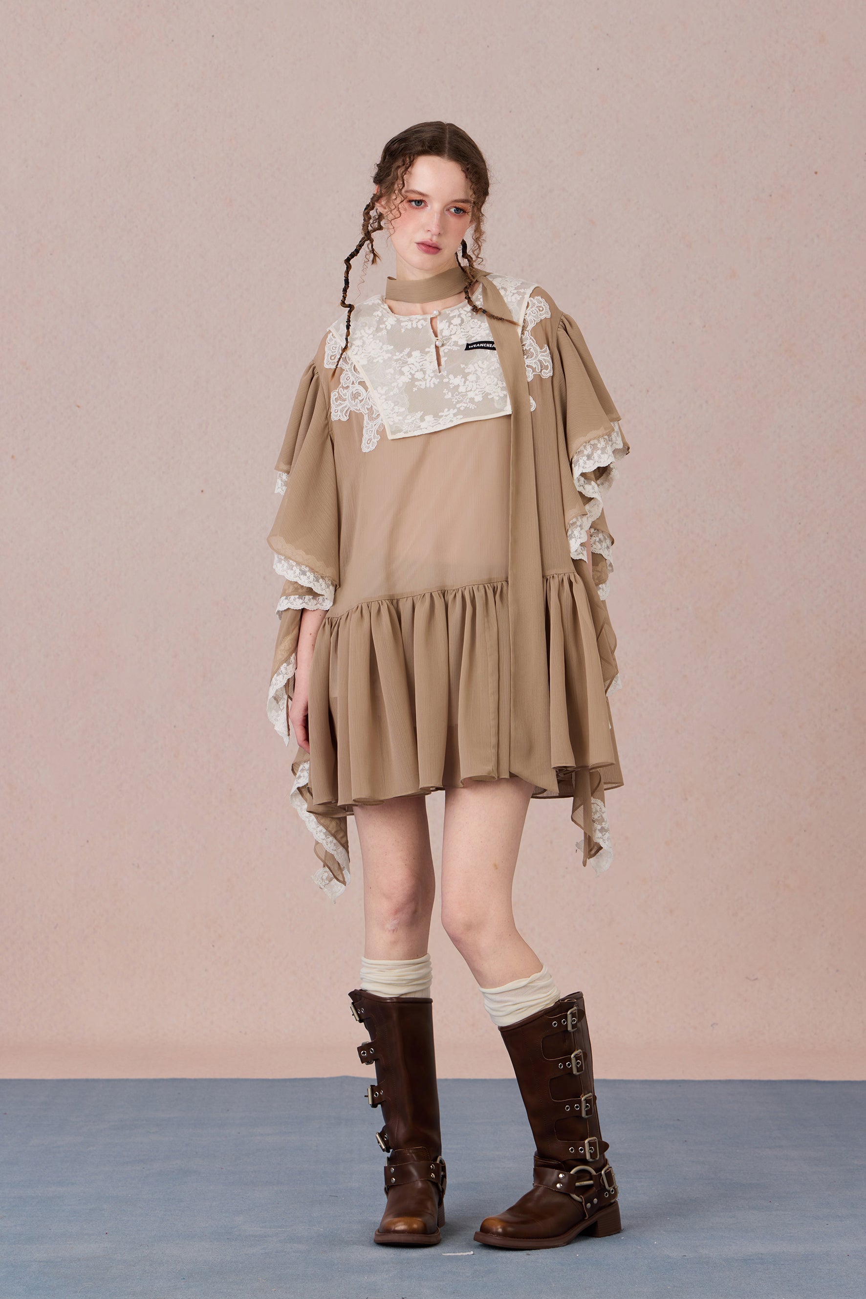 Lace Collage Chiffon Dress